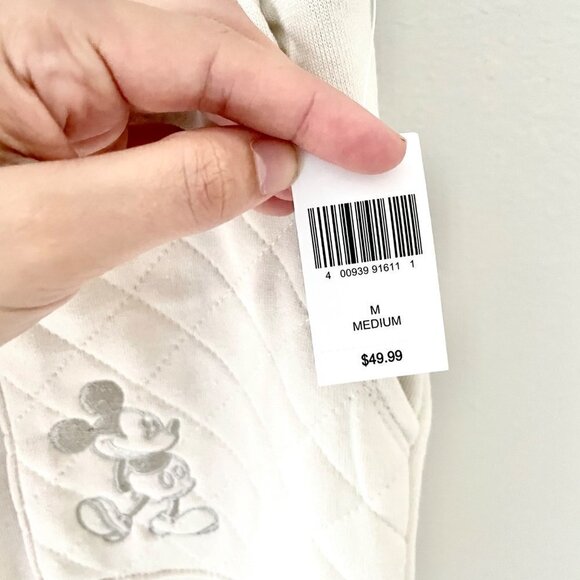 NWT Disney Mickey Mouse Quilted Jogger Pants for Women - Cream Size M - Picture 2 of 5